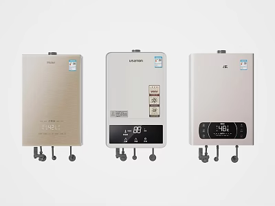 Modern Household Water Heaters With Digital Display And Gold Silver Design 3d model