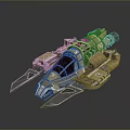 Futuristic Sci-Fi Spaceship 3D Model With Metallic Texture And Sharp Engines