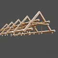 Wooden Chandelier with Multiple Triangular Frames Modern Geometric Design and Hanging Light Bulbs