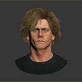 Man With Short Brown Hair And Blue Eyes In 3D Rendered Bust Wearing Dark Shirt