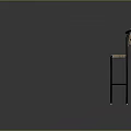 Modern Bar Stool With Woven Back Brown Seat And Black Metal Frame