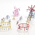 Colorful Playground Equipment Design Sketches And 3D Models With Windmill Structures 3d model