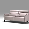 Modern Light Gray Leather Two Seater Sofa Interior With Armrests And Metal Legs Design 3d model
