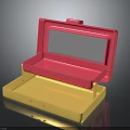 Pink And Yellow Plastic Storage Case With Open Mirror Design And Tray 3d model