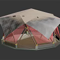 Modern Outdoor Leisure Furniture With Octagonal Structure White Canopy Crossed Frame And Gray Base