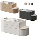 Wooden Storage Cabinet With Drawers Glass Top And Upholstered Seat Design