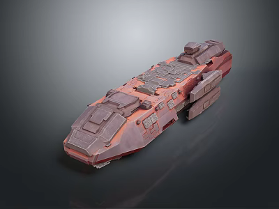 Red Sci Fi Spaceship Model With Detailed Exterior And Futuristic Design Elements 3d model
