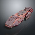 Red Sci Fi Spaceship Model With Detailed Exterior And Futuristic Design Elements