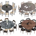 Various Design Round Dining Table Sets With Matching Chairs For Home Interior 3d model