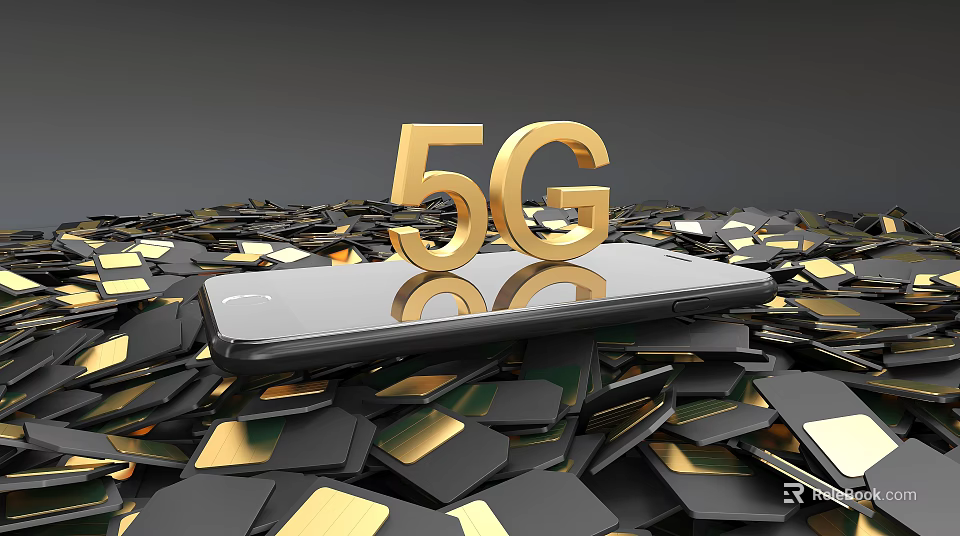 5G Business Mobile Equipment With Pile Of SIM Cards For Connectivity 3d model 