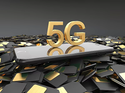 5G Business Mobile Equipment With Pile Of SIM Cards For Connectivity 3d model
