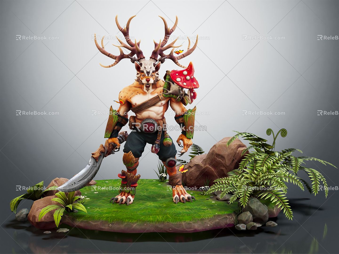 Modern game character deer big knife 3d model