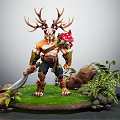 Modern game character deer big knife 3d model