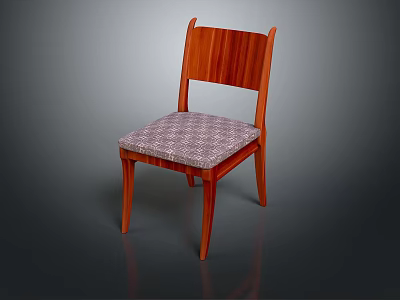 Classic Single Chair with Wooden Frame and Patterned Upholstered Seat Design 3d model