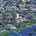 Detailed Aerial Planning of Urban City Layout With Buildings Roads and Water Bodies