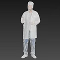 Man In White Doctor Coat With Surgical Cap Standing On Gray Background Smiling