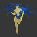 Mythical Female Character With Bat Wings And Horns In Dynamic Pose On Dark Background