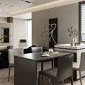 Modern Living Dining Room Interior With Black Sofa White Coffee Table And Green Plants