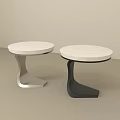 Modern Side Tables with White Tabletop and Silver Black Metal Legs Contemporary Design
