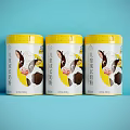 White Ceramic Containers With Yellow Lids And Cartoon Cow Patterns For Kids Milk Powder