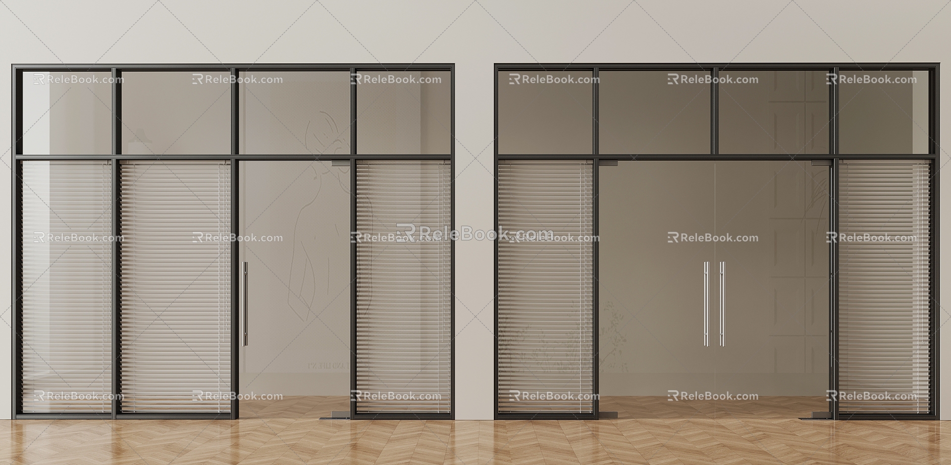 glass door office glass partition 3d model