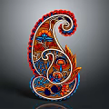 Artistic Vibrant Paisley Pattern With Ornate Flowers And Decorative Green Leaves Design