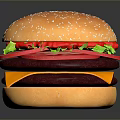 Delicious Burger With Sesame Seed Bun Fresh Lettuce Tomato Slices Cheese And Beef Patty