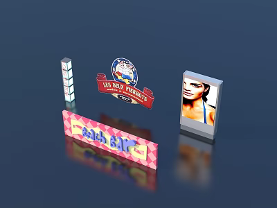 Old Spice Deodorant Product Display With Advertising Signs And Gold Air Banner 3d model