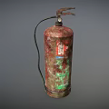 Old Rusted Red Fire Extinguisher With Nozzle And Pressure Gauge
