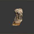 Natural Rock Sculpture With Carved Details And Brown Orange Layered Texture
