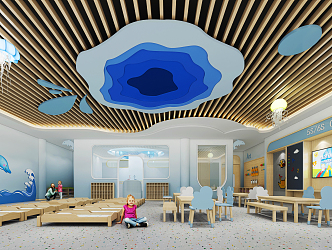 Modern Kindergarten Activity Room Ocean Theme 3d model