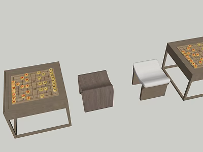 Modern Chess Table and Chair Chess Table Combination 3d model