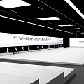 Fashion Runway Show with Modern Lighting White Seats and Design Backdrops