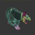 Mechanical Bear 3D Model With Revenge Text Black Red Design And Open Mouth Metal Parts