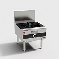 Stainless Steel Commercial Gas Stove With Black Burners And Control Panel