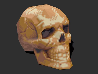 Game and Movie Character 3D Skull with Pixel Texture and Low Poly Design 3d model
