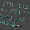 Public Outdoor Fitness Facilities With Various Exercise Equipment In Community Park