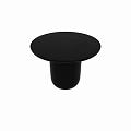 Black Round Modern Dining Table With Cylindrical Wooden Base And Smooth Surface 3d model