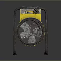 Yellow Industrial Heater With Black Hose Control Panel Mesh Air Outlet And Metal Stand