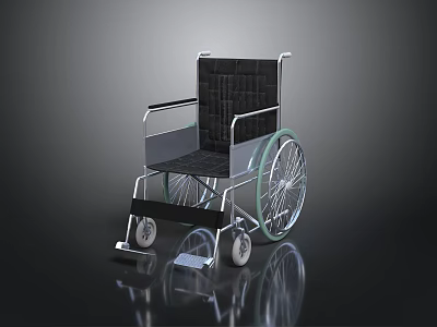 Modern Wheelchair Design With Black Padded Seat Silver Frame And Durable Wheels 3d model