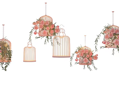 Modern Bird Cage Bird Cage Beauty Chen Flower Art Beauty Chen Spring Beauty Chen Activity Beauty Chen Art Beauty Chen Photo Pin Point Commercial Beauty Chen Bird Cage Hanging Ornament 3d model