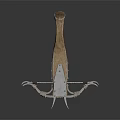 Medieval Crossbow Weapon with Wooden Handle Metal Components and Rope Binding