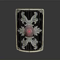Classic Metal Sculpture With Symmetrical Patterns And Central Circular Ornament