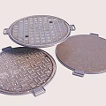 Municipal Road Manhole Covers With Various Patterns And Metal Frames 3d model