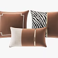Stylish Brown Beige Throw Pillows With Geometric Patterns Zebra Print And Grid Design 3d model