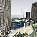 Modern Commercial Complex With High Rise Buildings Plaza Greenery and Commercial Facilities