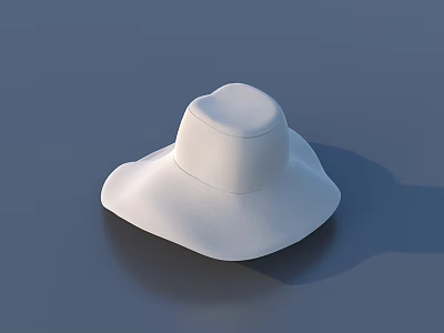 Elegant White Wide Brim Hat With Simple Design On Blue Background 3d model