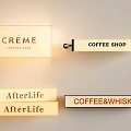 Roadside Commercial Signs Featuring Coffee Shop And Whisky Bar Names