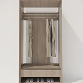 Modern Wooden Wardrobe Design With Hanging Rod And Bottom Storage Shelf