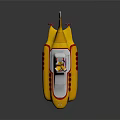 Yellow Submarine Watercraft With White Top Red Details And Round Windows